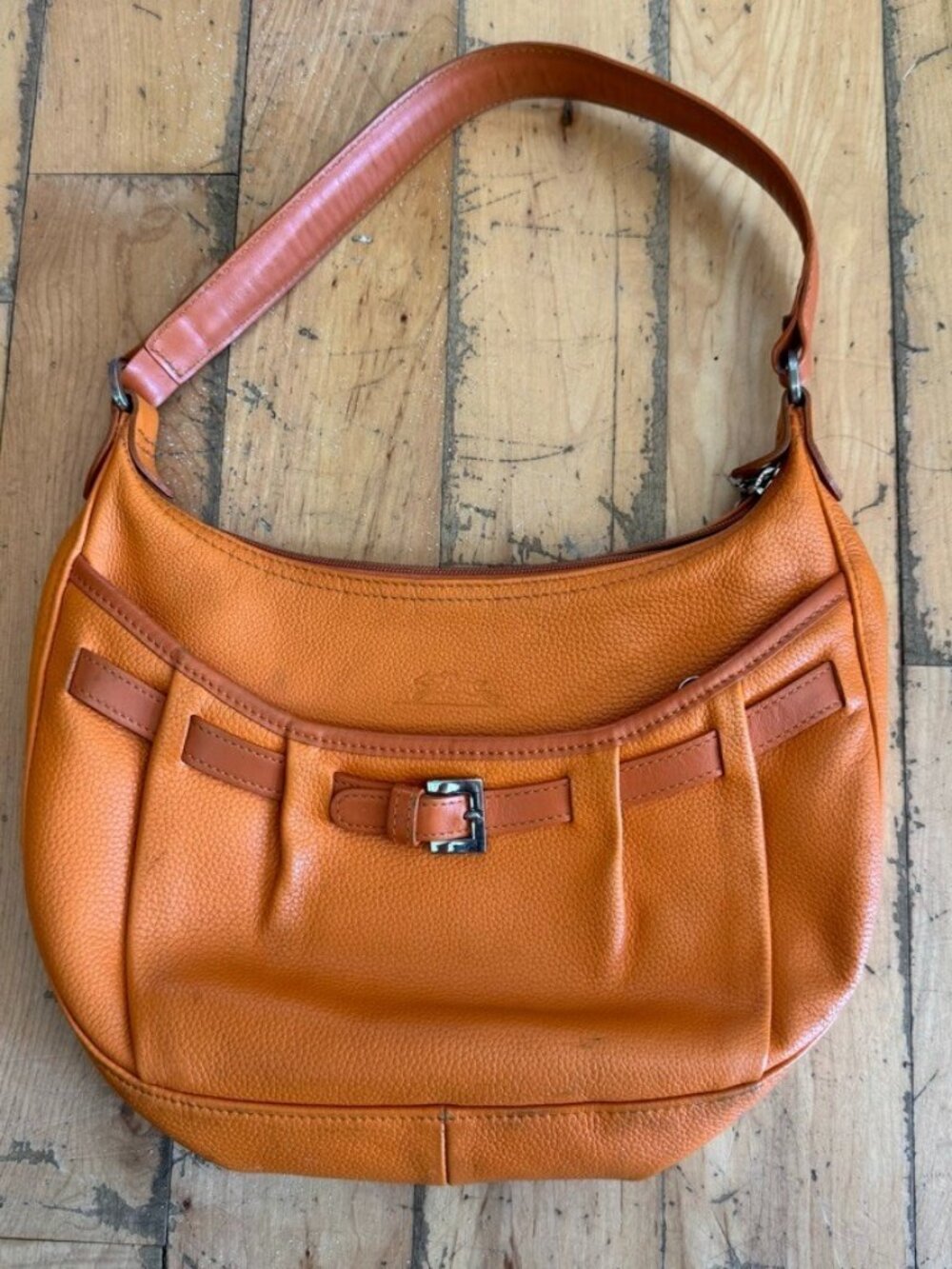 Longchomp Orange Leather Shoulder Mini Bag Purse